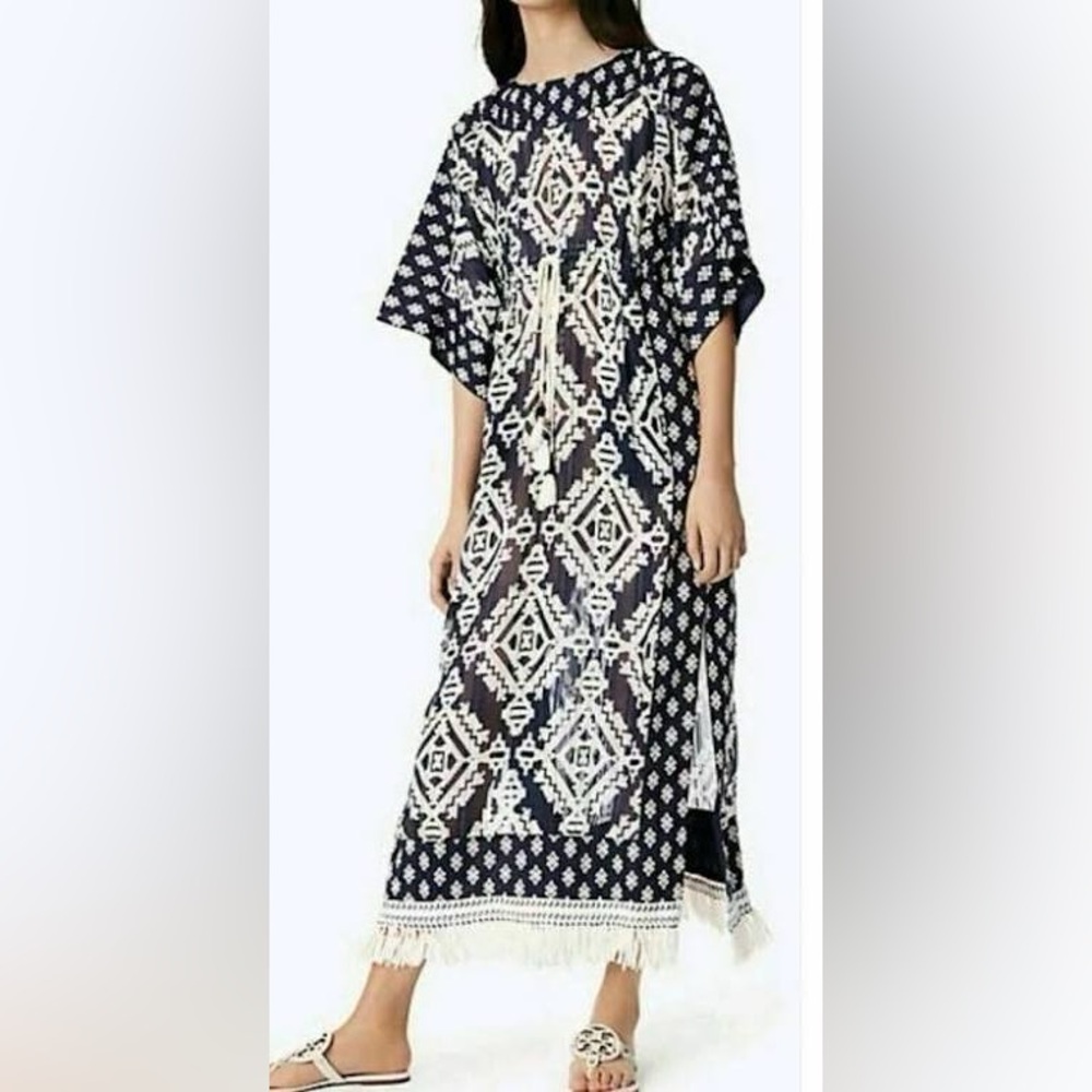 Tory Burch Blue and White Dolman Sleeve Sundress